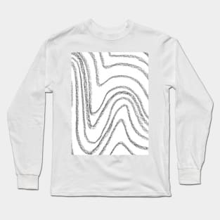 Black and White Minimal Wavy Lines - Abstract Charcoal Drawing Long Sleeve T-Shirt